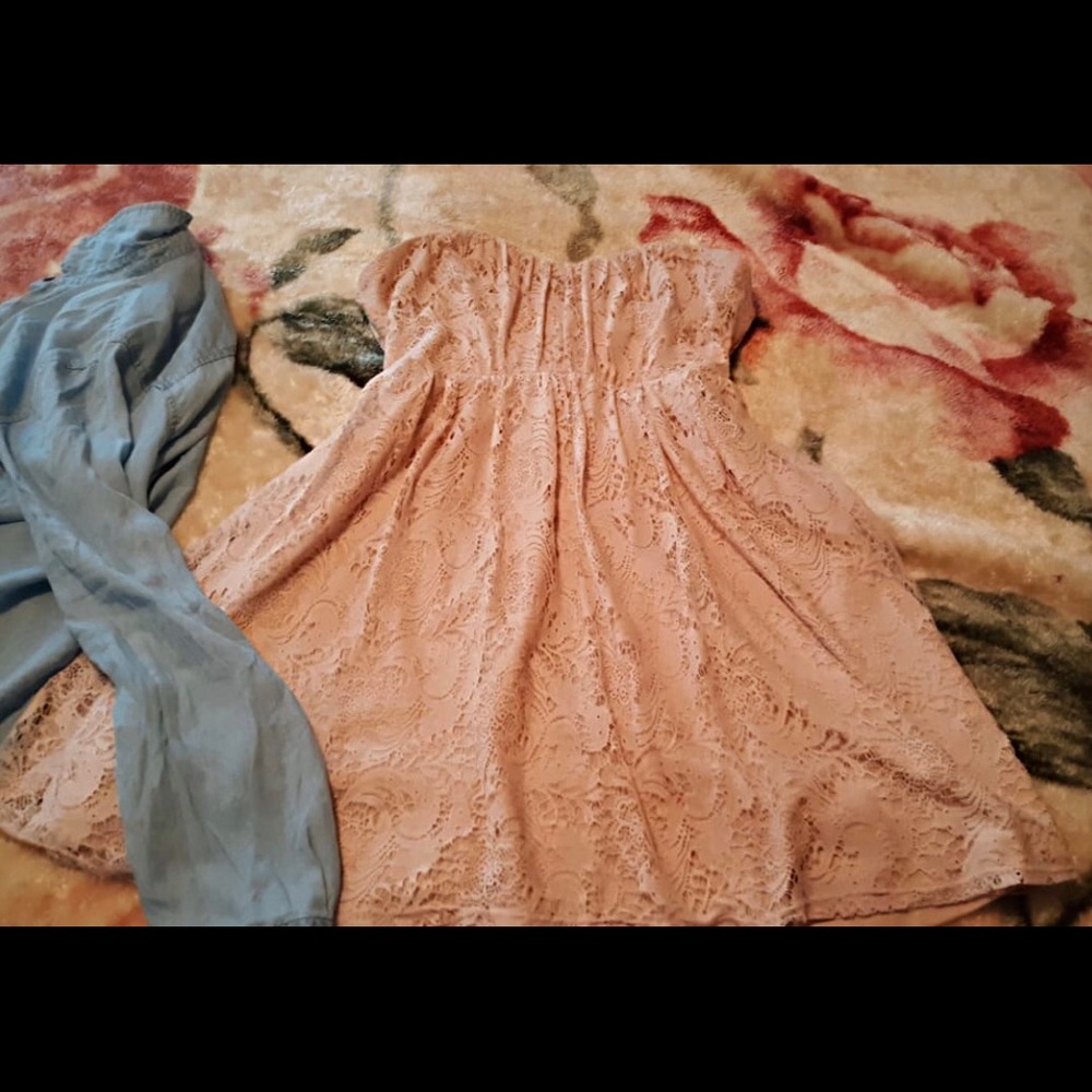Strapless lace dress